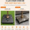 So sánh chân đế ô dù lệch tâm ROMA: đế nhựa ABS 100L và đế inox