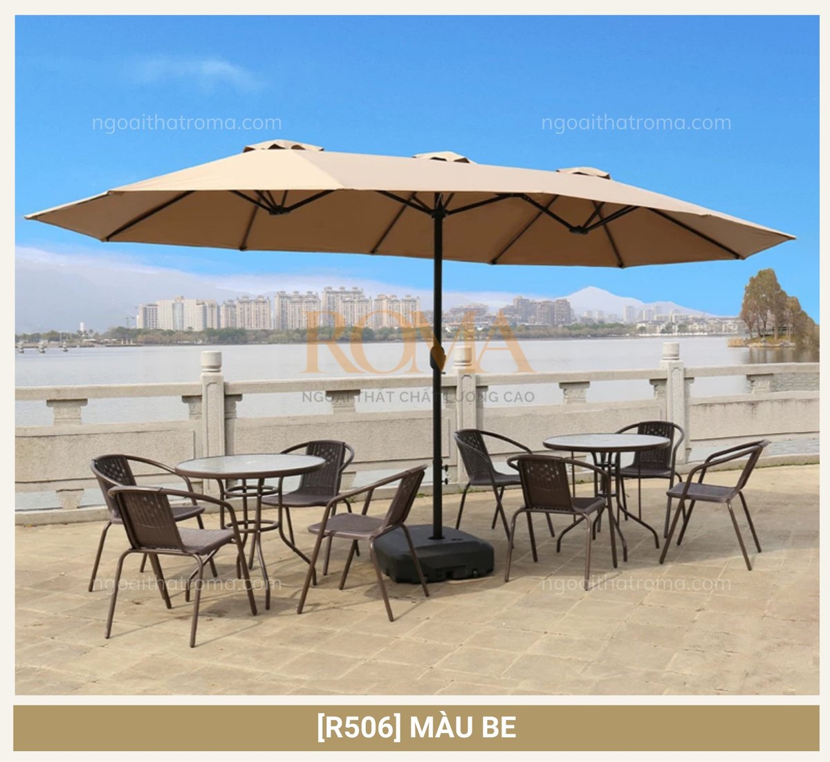 Ô dù chính tâm chữ nhật 4m7 ROMA R07 màu be