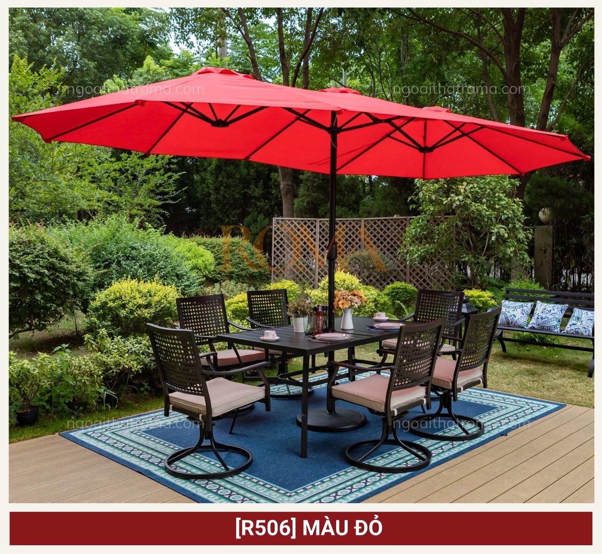 Ô dù chính tâm chữ nhật 4m7 ROMA R07 màu đỏ