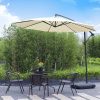 Ô dù lệch tâm tròn 3m màu trắng kem che bộ bàn cafe tròn ngoài trời
