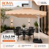 Kích thước tán ô dù lệch tâm vuông 2m5 x 2m5 ROMA R06 khung thép