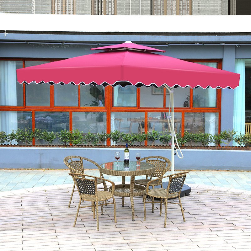 Ô dù lệch tâm vuông 2m5 tay đẩy tại quán cafe ngoài trời