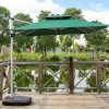 Ô lệch tâm vuông 2m5 màu xanh rêu trên sàn gỗ ngoài trời